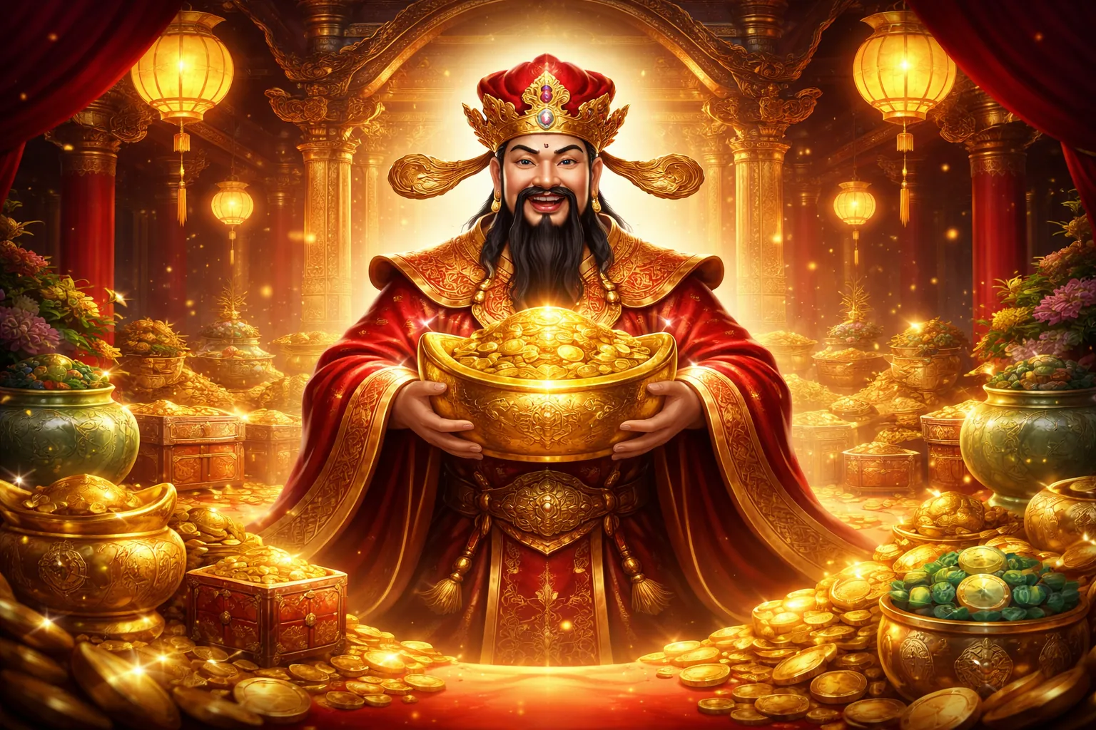 Một người chơi đang vui vẻ tương tác với màn hình hiển thị các chương trình khuyến mãi ga65 trên nền tảng cá cược trực tuyến, với màu sắc chủ đạo vàng và đen, thể hiện sự sang trọng và hấp dẫn của các ưu đãi.